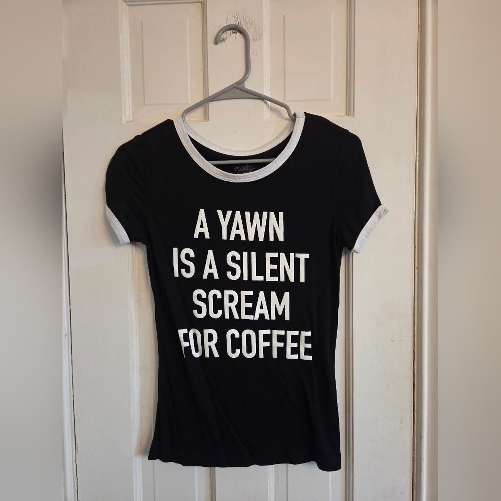 Made Right Black Tee with White Coffee Quote